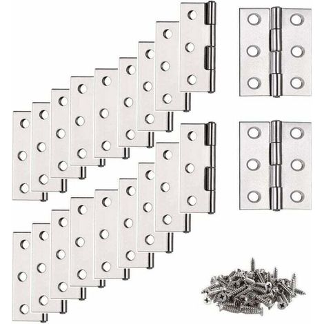 Charniere, Charnière Inox, 20 pcs Petite Charniere, Charnière, Charnière plate, Charnière pour La Maison Meubles Matériel Armoire Garde Porte Tiroir (avec 120Pcs M4 16mm Vis)-DOU (1/4)