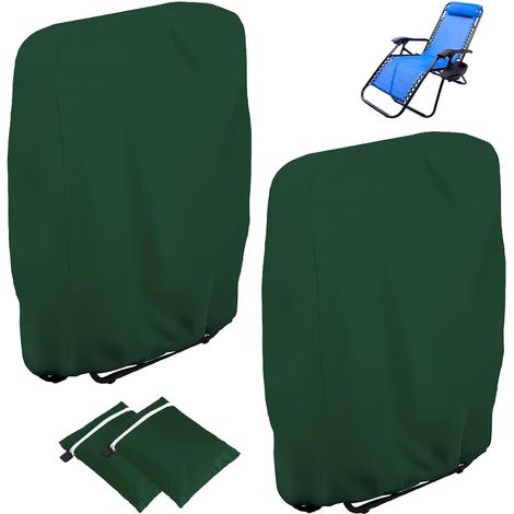 Sollbry 2 pièces Housse de Protection pour Chaise Longue Pliante, Oxford Coupe-Vent Anti-UV Imperméable Housses pour Chaises de Jardin Pliantes(Vert) (1/5)
