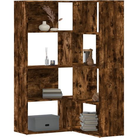vidaXL Libreria Angolare 4 Ripiani Rovere Fumo 85x85x140 cm