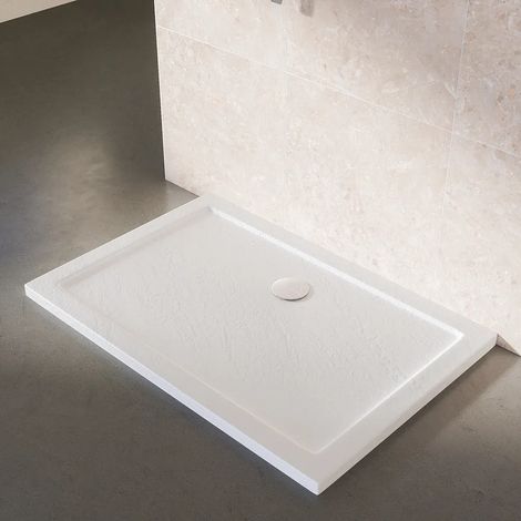 Receveur de douche rectangulaire 90x120cm Acrylique blanc effet pierre Hauteur 4cm Mod. Petra (1/4)