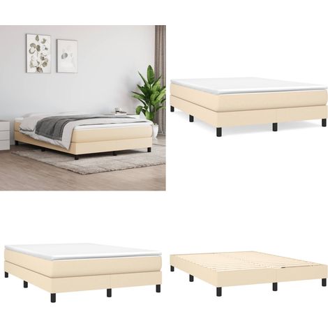 Sommier à lattes de lit avec matelas Crème 140x190 cm Tissu - Lit Double - Lit Plateforme - Matelas À Ressorts Ensachés - Literie - Chambre À Coucher - Home & Living (1/5)