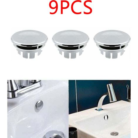 Spülbecken-Überlaufabdeckung – Ersatz-Überlaufring – Stopper für Badezimmer, Küche, Waschbecken – rundes Überlaufloch – korrekt einsetzen, Ersatzteile Fonepro 9 Stück, dolaso (1/5)