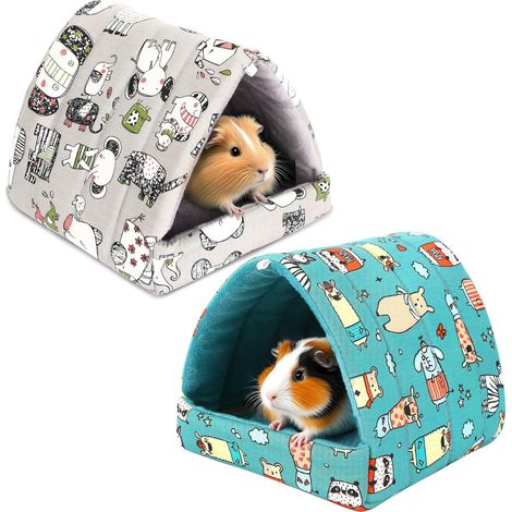 Set de 2 maisons chaudes pour petits animaux Motifs éléphant gris & ours Lavables, antidérapantes, douillettes (1/5)
