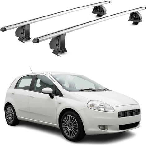 OMAC Barres de toit transversales en aluminium pour Fiat Grande Punto \ Punto Evo 2005-2018 – TÜV / DIN 75302:2019 – Antivol inclus – Charge max 75 kg – 2 barres – Gris (1/5)