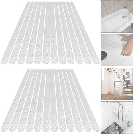 24 Stück Anti-Rutsch-Aufkleber, Duschaufkleber, Sicherheitsstreifen für die Badewanne, transparent, selbstklebend, Anti-Rutsch-Streifen, Aufkleber für Badewannen und Duschen (2 x 38 cm) (1/4)