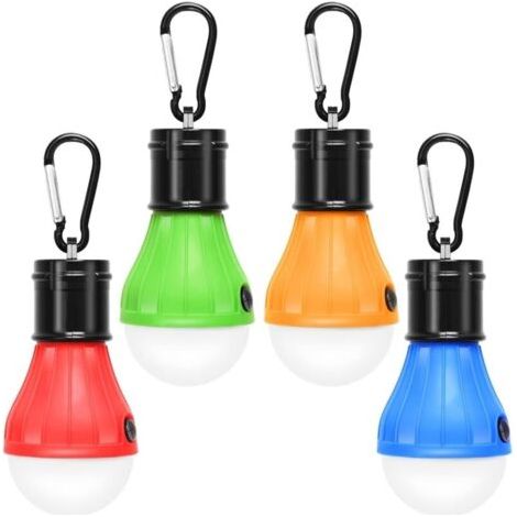 Lot de 4 lampes LED de camping, randonnée, pêche, éclairage de secours étanche, alimenté par batterie, éclairage LED intérieur et extérieur.