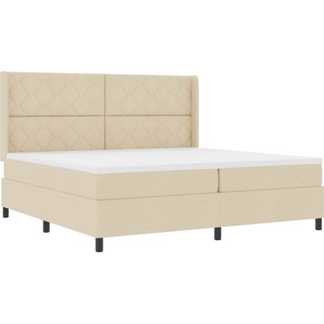 Maison Exclusive - Letto a Sorgente LED con testiera Crema 200 x 200 cm Tessuto (1/5)