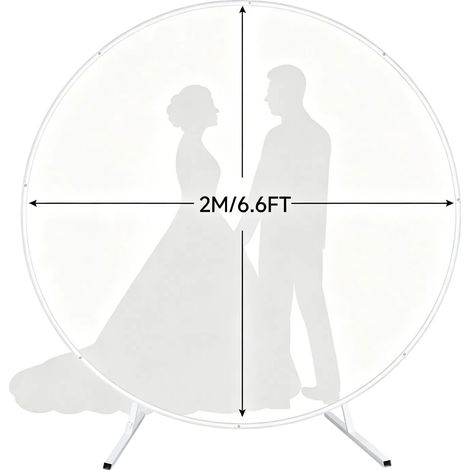 Support d'arc, construction en métal, polyvalent pour les événements, Blanc-Rond, 2m/6.6ft-b (1/2)