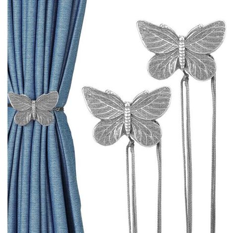Embrasses à Rideaux - Modèle Papillon - Argent - Intérieur - 55 cm
