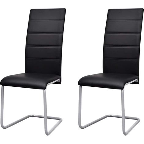 Freischwinger 2 Stk. Schwarz Kunstleder
