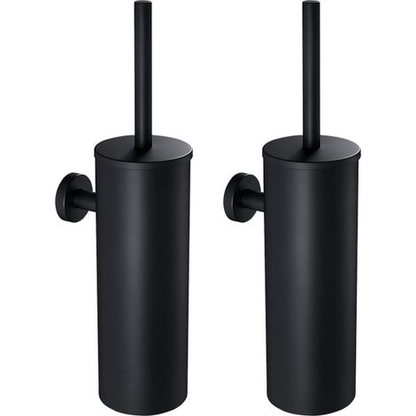 2St Auralum toilettenbürste schwarz WC Bürste mit Halter Toilettenbürste mit Bürstenhalter Schwarze Wandtoilette für Badezimmer aus Edelstahl (1/5)