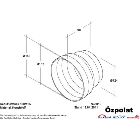 Wallair N35810 adaptador ventilación blanco 125-150 mm