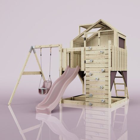 PolarPlay Kids Climbing Tower & Playhouse - Swing Eerika Rose (1/5)