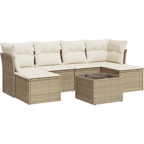 Maison Exclusive - Set Divani da Giardino 7 pz con Cuscini Beige in Polyrattan (1/3)