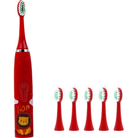 Brosse à dents électrique pour enfants avec 6 têtes de brosse, étanche IPX7, minuteur intelligent intégré, convient aux enfants de 3 ans et plus.-AquaForge