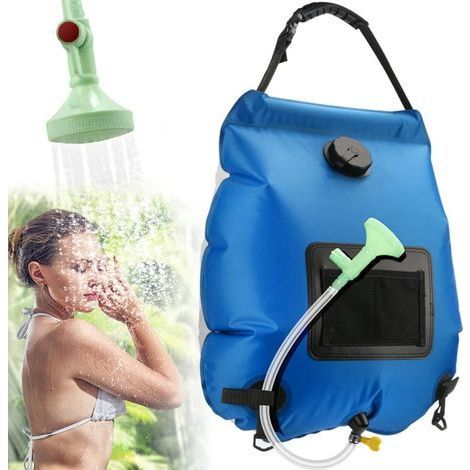 Sac Douche Solaire Camping 20L – Chauffage Solaire, Pommeau On/Off, Eau Chaude Portable Jardin (1/5)