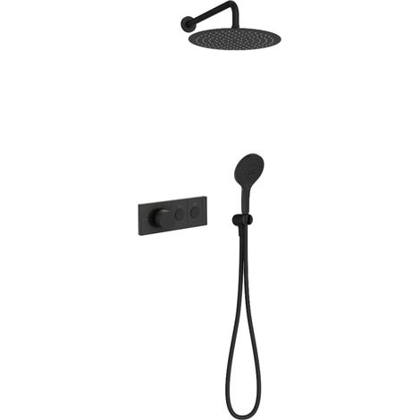 JACOB DELAFON Columna de ducha empotrable termostática redonda negro mate Grands Boulevards