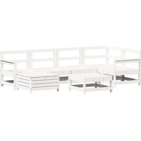 Maison Exclusive - Set Divani da Giardino 7 pz Bianco in Legno Massello di Pino