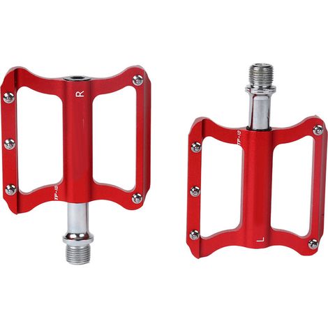 Leichte, rutschfeste Fahrradpedale aus Aluminiumlegierung für Mountainbikes und Falträder, rot, Größe S. (1/5)