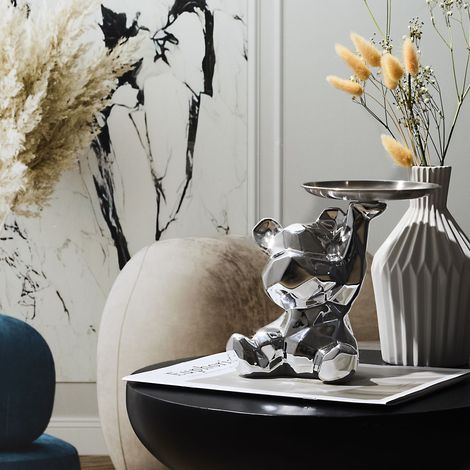 Statue - HOME DECO FACTORY - Ourson - Vide Poche - Argenté (1/4)