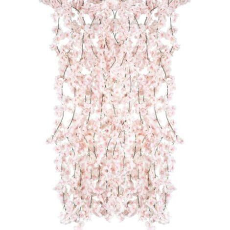 Guirlande de fleurs de cerisier artificielles en soie, couronne murale à suspendre, pour mariages, décoration intérieure et extérieure, 4 pièces (rose)