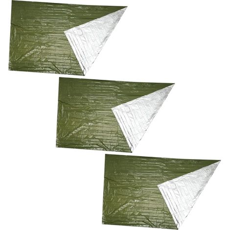 Couverture de survie - Lot de 3 couvertures isolantes réfléchissantes, idéales pour le camping et les activités de plein air. Couverture imperméable en polyester, format compact, pliable.