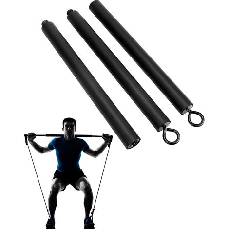 ® Barre pour Bandes de Résistance, Barre de Fitness Détachable 108/74 cm, 3 Sections, Charge Max. 360 kg, Accessoire d’Entraînement Maison et Salle de Sport (1/5)