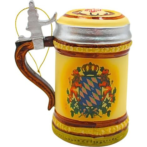 Décoration de Noël - Boules de Noël en Verre - Boules de Noël - Décoration en Verre - Chope à bière en Beige et Marron - Dimensions (L x l x H) : 10 x 6 x (1/5)
