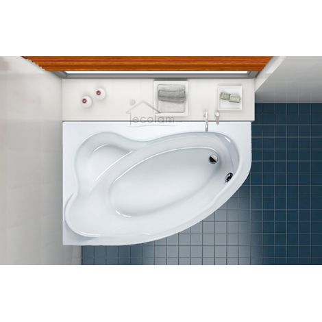 ECOLAM Baignoire d'angle Comfort 170x110 cm gauche + bonde vidange et trop-plein automatique pieds + silicone (1/5)