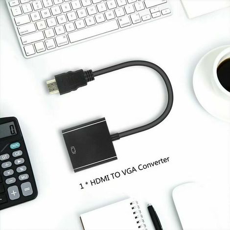 Adattatore da HDMI a VGA, con connettori placcati in oro (maschio-femmina) per computer, desktop, laptop, PC, TV HD, Chromebook, Raspberry Pi, Roku, Xbox, ecc. (1/3)