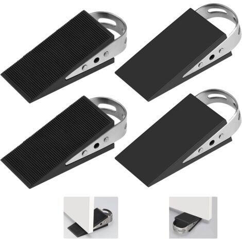 Cale de Porte en Caoutchouc, 4 Pièces Cale de Porte Cale-Porte Mobile Protection de Porte Noir Cale en Caoutchouc Antidérapant