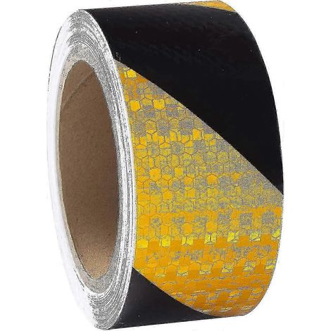 Ruban réfléchissant jaune et noir 10 m x 5 cm étanche pour équipements de plein air (1/3)