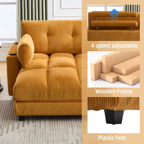 Fauteuil Palmensessel. Matelas doux et confortables. Poignées en main permettant à les coussins de se déplacer facilement. Trois compartiments pour les tasses, ainsi qu’une poche latérale pour les bag (1/5)
