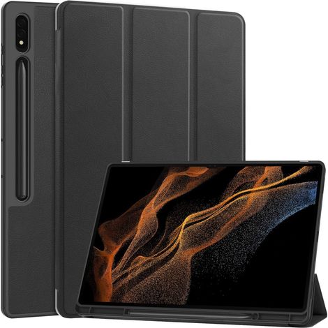 Kompatibel mit Samsung Galaxy Tab S10 Ultra: Stoßfeste Schutzhülle mit Stifthalter – Schwarz (1/5)