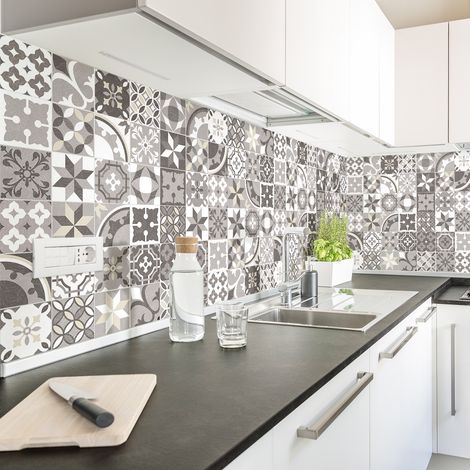 Sticker Mural Carrelage adhésif Cuisine Salle de Bain - 60 STICKERS CARREAUX DE CIMENT AUTHENTIQUES EZIO - 60stickers10x10cm (1/5)