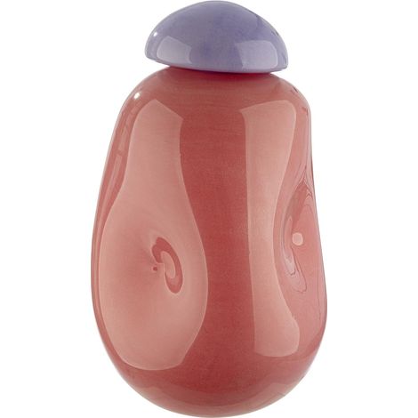 Vase en Verre soufflé à la Bouche Bonbon - Rose Brillant - Hauteur 26 cm x Ø 16 cm (1/4)