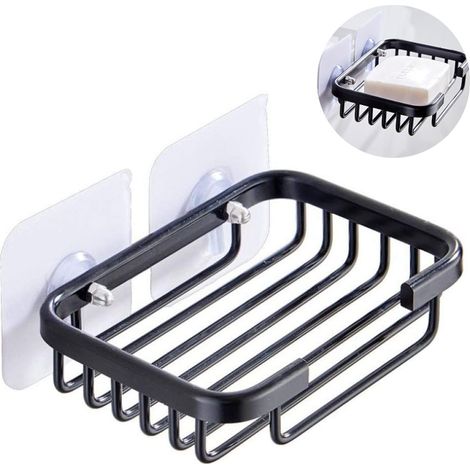 Porte-savon - En Acier Inoxydable 304 - Fixation Murale Sans Perçage - Égouttoir À Barres - Dimensions 13 x 9 x 3 cm - 1 Pièce (1/5)