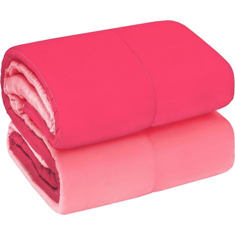 Colcha Individual Doble Faz Acolchada de Invierno 170x260cm Hecha en Italia  Color: Rosa