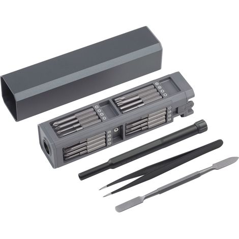 Meister Feinmechaniker-Bit-Satz - 37 x 153 x 37 mm - 30-teilig - Edles Alu-Case - Reparatur-Set für Smartphones, PCs