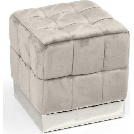 Pouf quadrato arredo moderno beige cm 40 seduta o poggiapiedi (1/2)