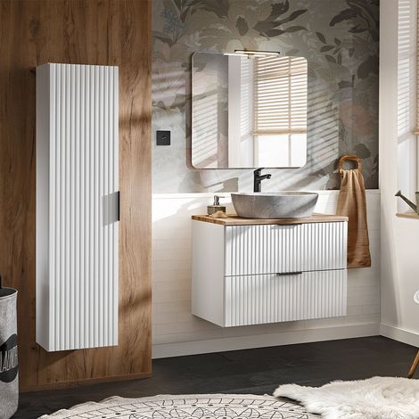 Set di mobili da bagno con lavabo Adriel bianco 80cm (1/5)