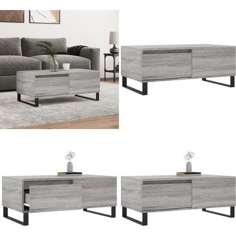 Couchtisch Grau Sonoma 90x50x36,5 cm Holzwerkstoff - Wohnzimmerbeistelltisch - Holzbeistelltisch (1/5)