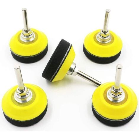 plateau de ponçage polissage,5pcs Plateau pour perceuse avec crochet et boucle de fermeture,os Crochet et boucle Pad 50mm,avec 1/4 Pouce Attachement de Foret de Tige et Tampon de Polissage en Mousse (1/5)