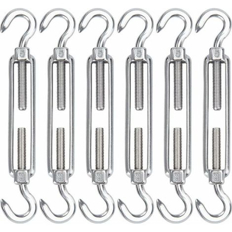 EASYCOMFORT M5 Tendeur Cable Acier Inoxydable, Lot de 6 Tendeur de Fil Crochet et Crochet Réglable Heavy Duty Tension Hook & Hook pour Corde Cable Fil à Linge, Grillagefor Sun Shade Installation