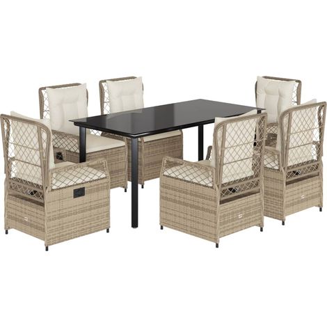 Maison Exclusive - Set comedor de jardín 7 pzas con cojines ratán (1/5)
