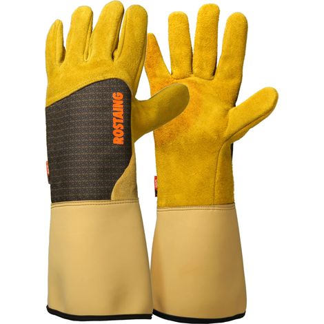 ROSTAING Guanti RONCIER - Paia di Guanti da Giardinaggio - Protezione in Pelle - Guanti da Giardinaggio per Spine e rovi e Guanti da Lavoro, Beige (1/5)