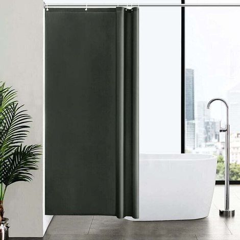 Petit Rideau de Douche,Gris Foncé,Anti Moisissure,100 x 200cm,Tissu Polyester,Imperméable,Rideaux Baignoire Lavable en Machine