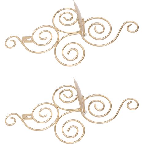 Lot de 2 bougeoirs muraux pliables de style européen en fer forgé à motif tourbillonnant, décoration intérieure dorée (1/5)