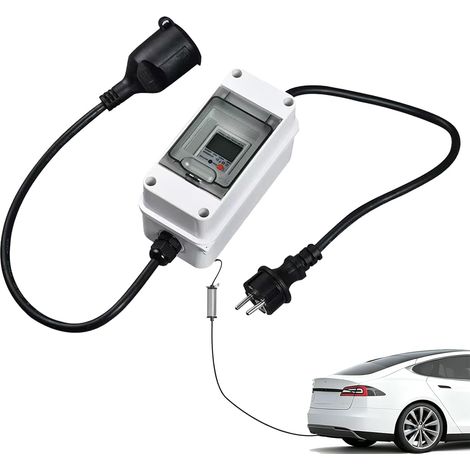 Compteur électrique Numérique Mobile pour Prise 230V 60A, IP67 Wattmetre Mobile Extérieur KWH Wattmetre Prise avec LED/Réinitialisation,pour camping-mobiles et véhicules électriques,Ménages,1m Câble (1/5)