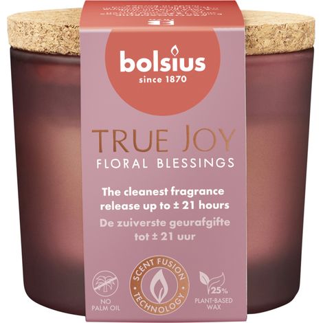 Bolsius Duftkerze True Joy Floral Blessings 8 cm im Glas mit Korkdeckel Duftkerze